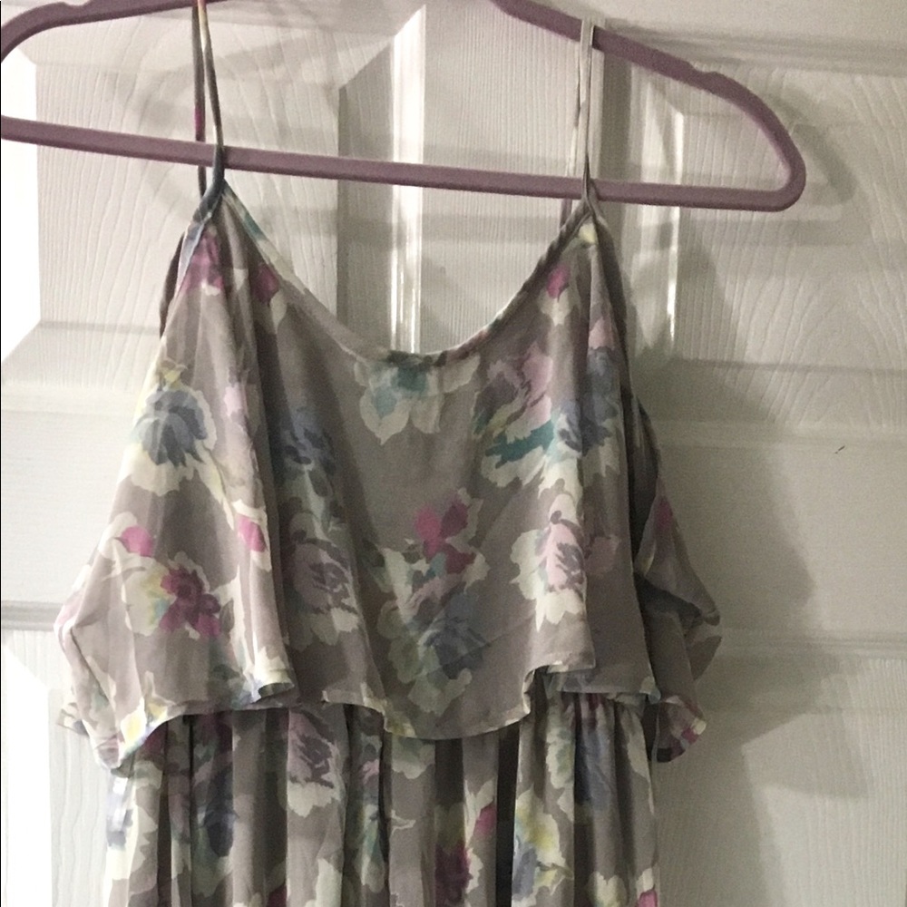 Grey floral cold shoulder maternity maxi dress